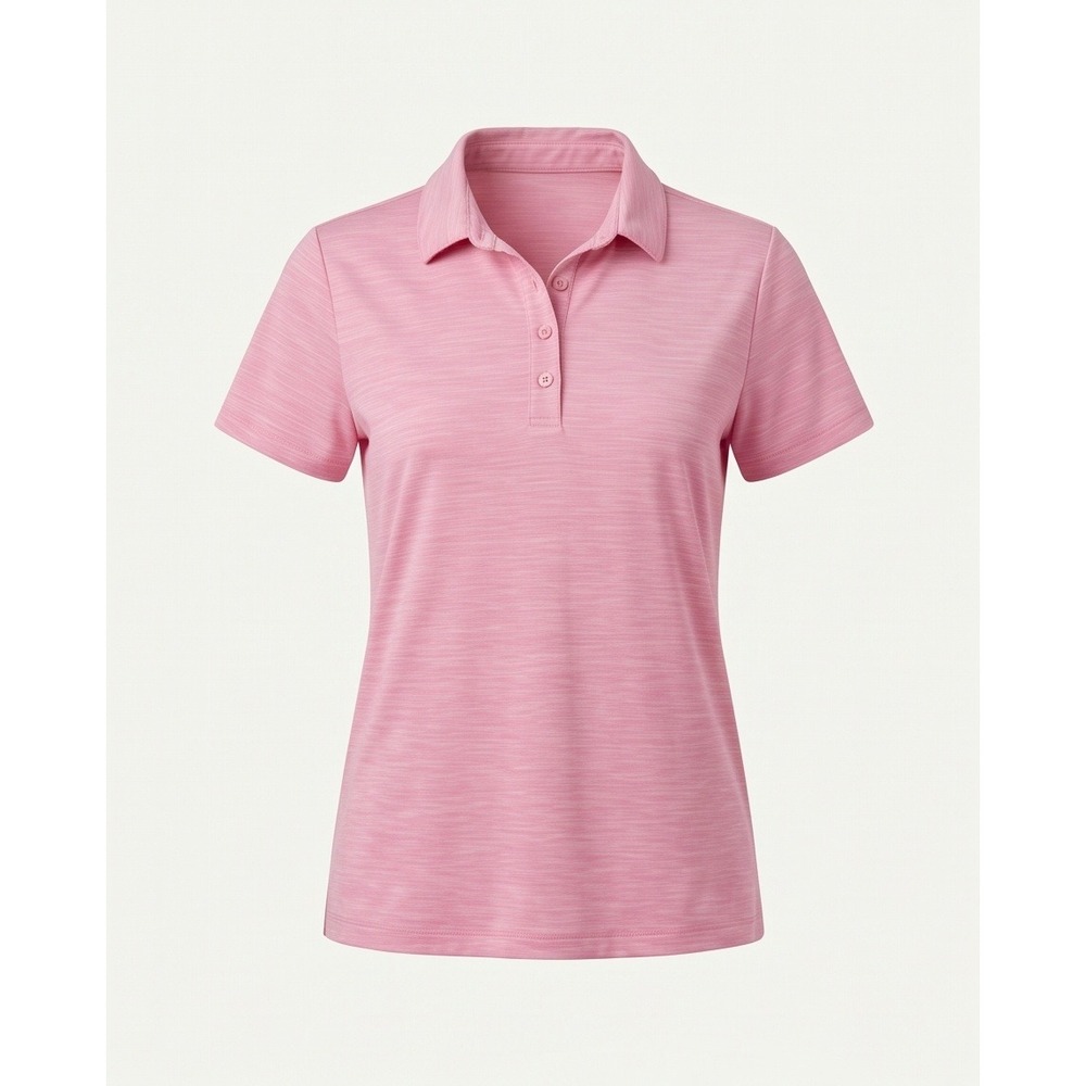 Lillie Green L Pink Space Dye Short Sleeve Polo Shirt Golf Sporty Athletic
